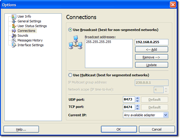 Connections tab