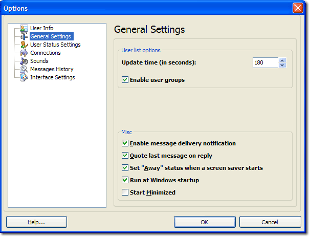 General settings