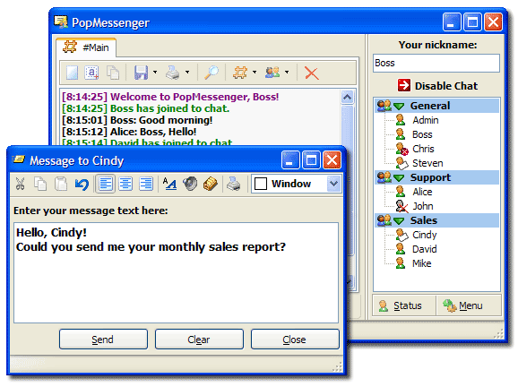 LAN chat, lan Instant messenger, instant messaging, text messaging, send message